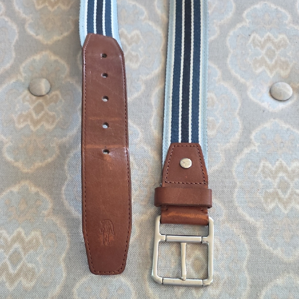 Lacoste‎ Brown and Blue Men's Genuine Leather Belt